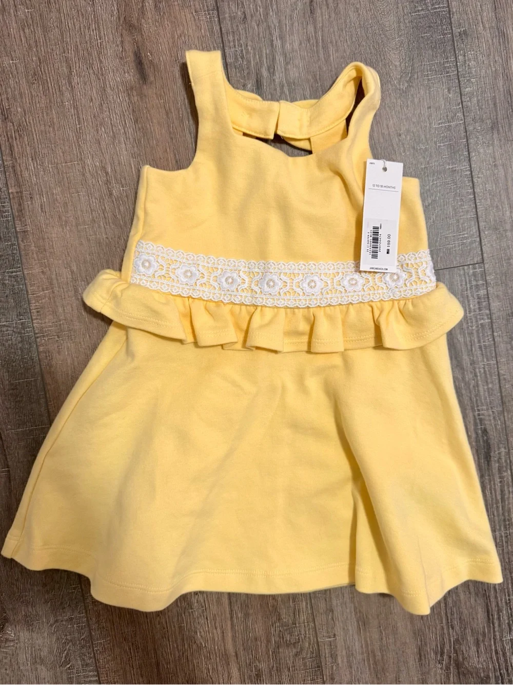 Janie and Jack Yellow Sleeveless Ruffle Dress with Lace Band